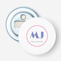 Moderne et élégant Monogramme Bleu Coiffeur blanc