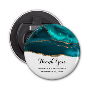 Décapsuleur Moderne et élégant Turquoise Agate & Gold Ribbon M