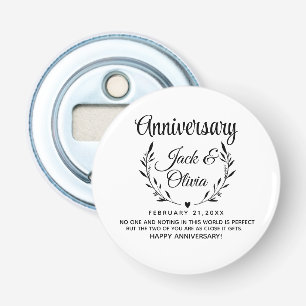 Décapsuleur Moderne Nom de Couple Personnalisé Date Anniversai