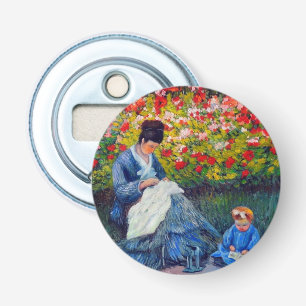 Décapsuleur Monet mère et enfant dans le jardin