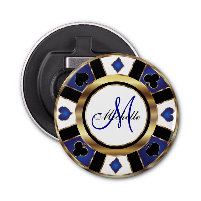 Décapsuleur Monogram Blue Poker Chip Design (Devant)