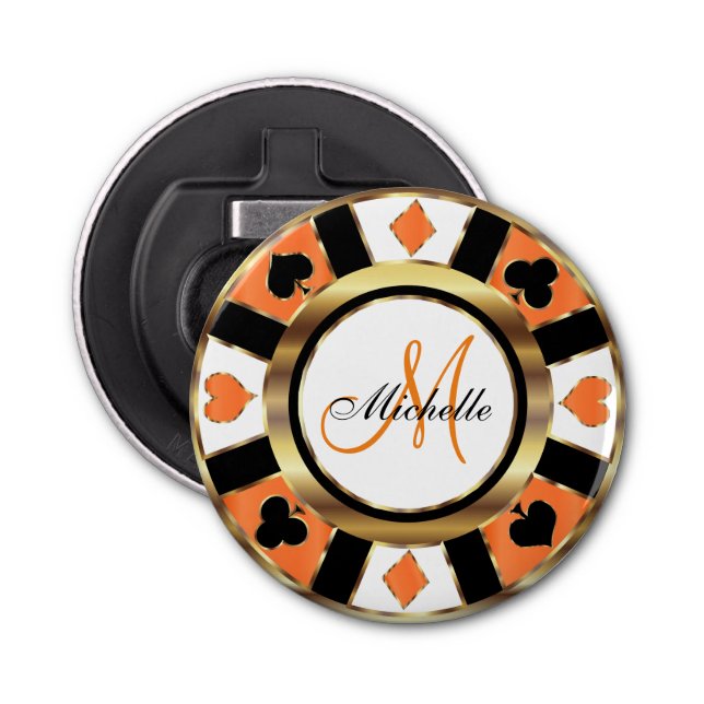Décapsuleur Monogram Orange Poker Chip Design (Devant)