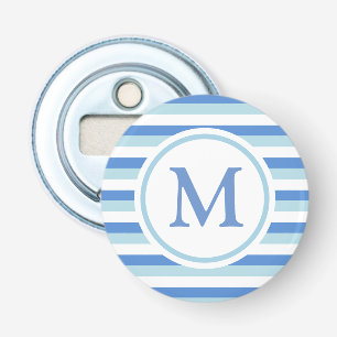 Décapsuleur Monogramme à rayures bleues et blanches
