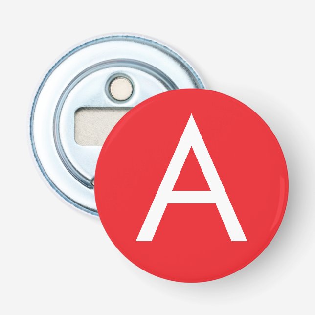 Décapsuleur Monogramme de lettre initiale rouge blanc simple m (Devant)