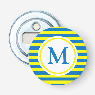 Décapsuleur Monogramme de rayures jaune et bleu vif