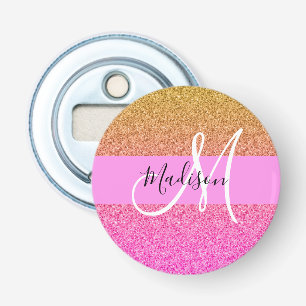 Décapsuleur Monogramme de reflet rose et or Parties scintillan