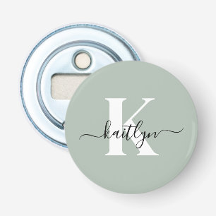 Décapsuleur Monogramme de style moderne vert sauge