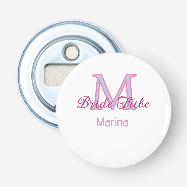 Décapsuleur Monogramme de tribu de mariée simple mini rouge po (Devant)