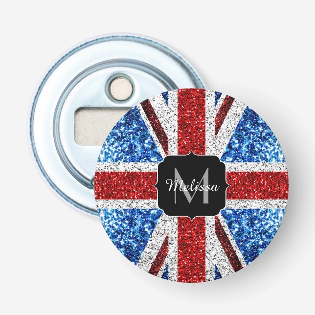 Décapsuleur Monogramme drapeau britannique rouge bleu blanc pa (Devant)