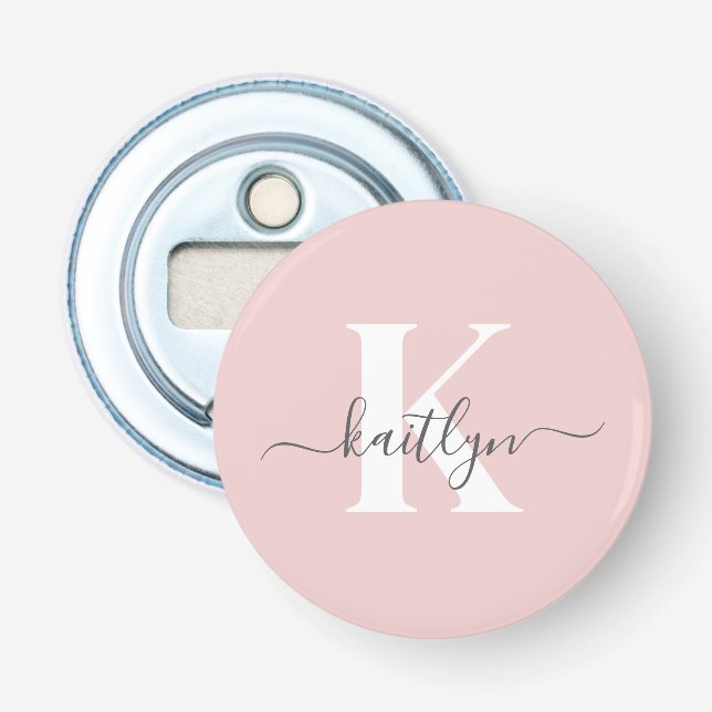 Décapsuleur Monogramme élégant rose poudré gris (Devant)