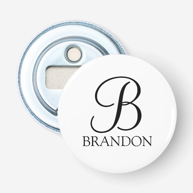 Décapsuleur Monogramme et nom de script personnalisé (Devant)