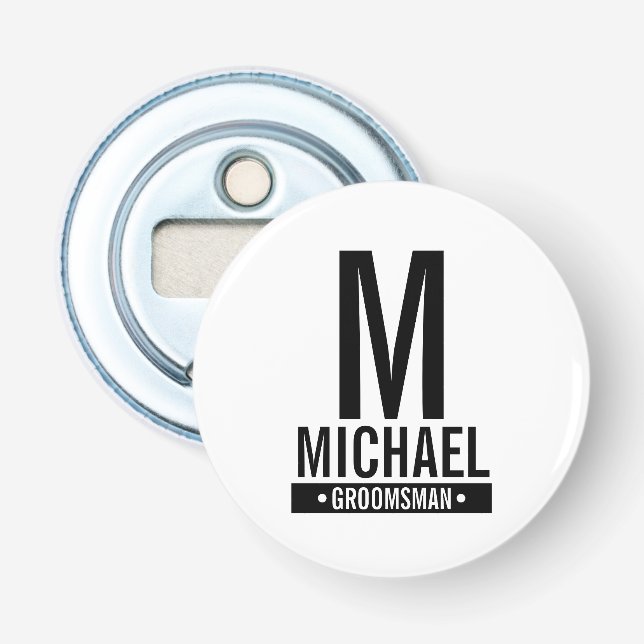 Décapsuleur Monogramme et nom du Groomsman personnalisé (Devant)