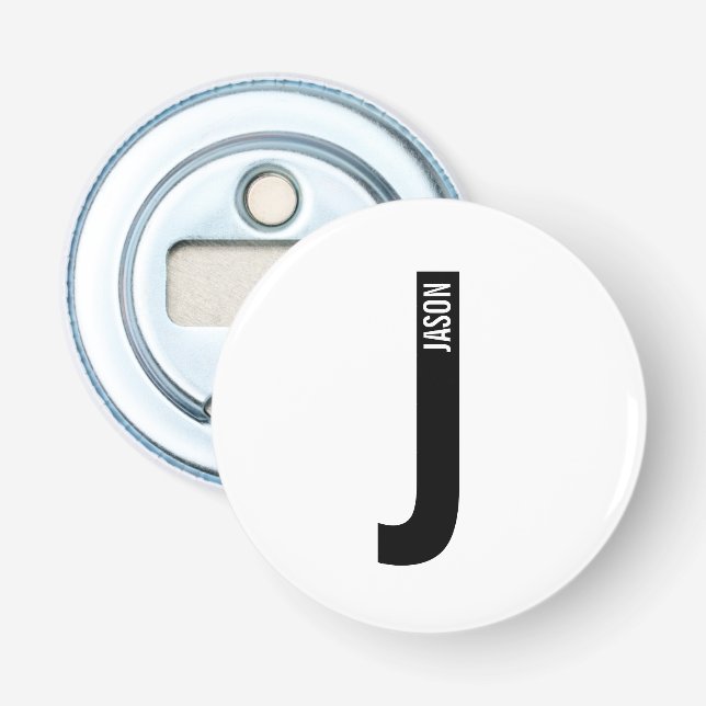 Décapsuleur Monogramme et nom personnalisés gras modernes (Devant)