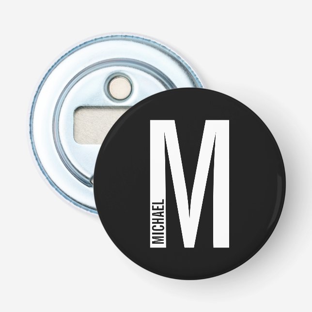 Décapsuleur Monogramme et nom personnalisés modernes (Devant)