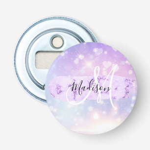 Décapsuleur Monogramme Girly Sparkly Unicorn Rainbow Heart