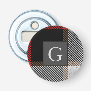 Décapsuleur Monogramme Groomsmans Best Man Red Grey Tartan Bla
