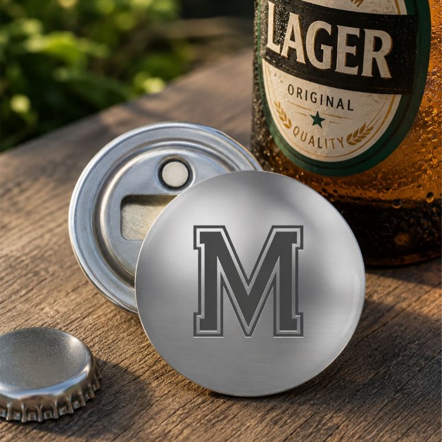 Décapsuleur Monogramme Initial Personnalisé Métal Brossé (Créateur téléchargé)