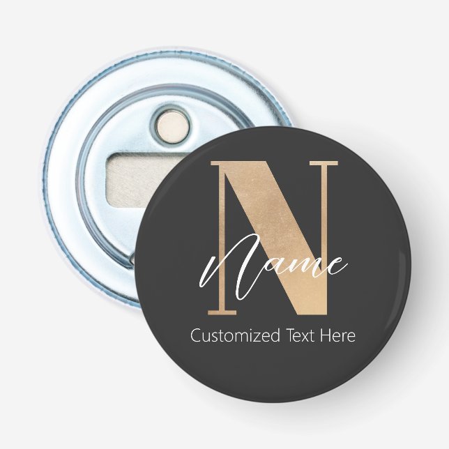 Décapsuleur Monogramme moderne Initiale N & Nom Personnalisé (Devant)