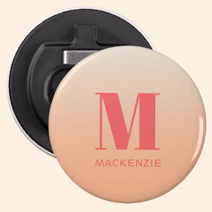 Décapsuleur Monogramme moderne Nom initial Peach Gradient