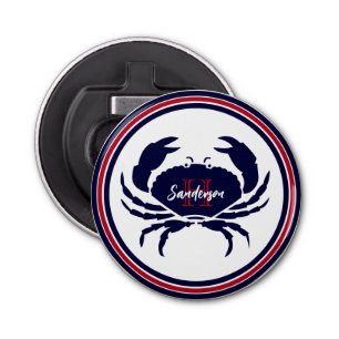 Décapsuleur monogramme nautique crabe blanc marine