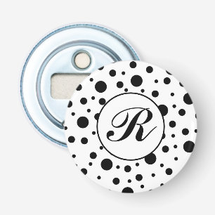 Décapsuleur Monogramme noir sur blanc Polka Motif point