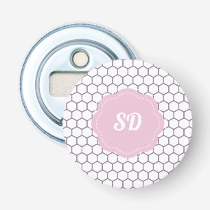 Décapsuleur Monogramme personnalisé en nid d'abeille rose clai