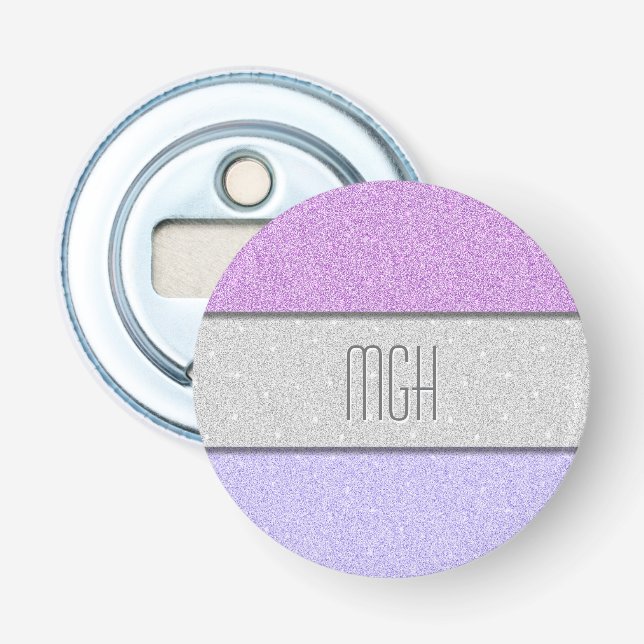 Décapsuleur Monogramme personnalisé faux paillettes Bling (Devant)
