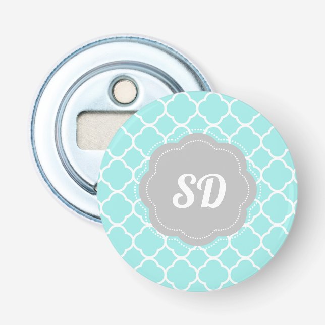 Décapsuleur Monogramme personnalisé Turquoise clair (Devant)