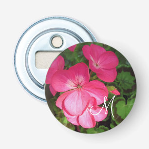 Décapsuleur Monogramme photo de fleurs de géranium rose