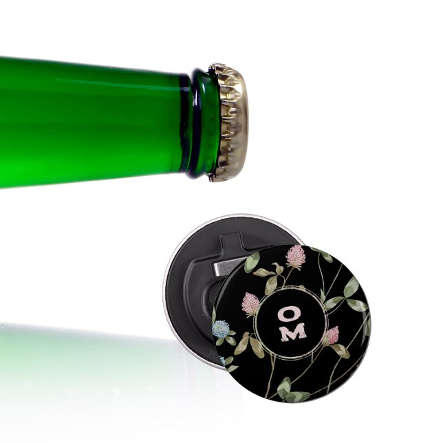 Décapsuleur Monogramme Trèfle Noir (Black Clover Monogram Bottle Opener ©Susanne Sachers - Sunny Mind Design 🌞)