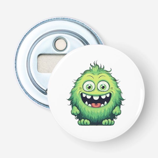 Décapsuleur Monstre de dessin animé vert mignon souriant (Devant)