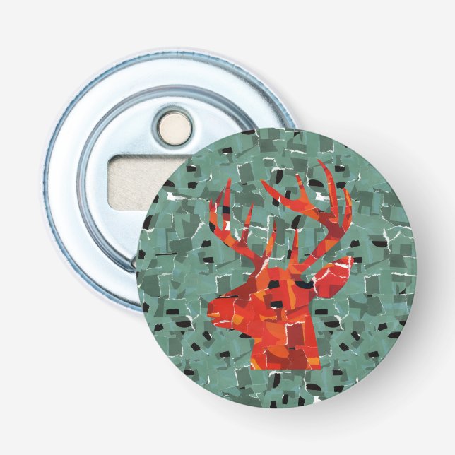 Décapsuleur Mosaïque de silhouette de tête de cerf (Devant)