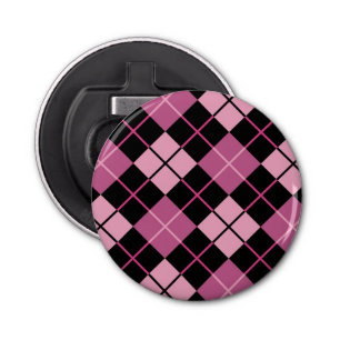 Décapsuleur Motif à motifs de losanges dans le noir et le rose