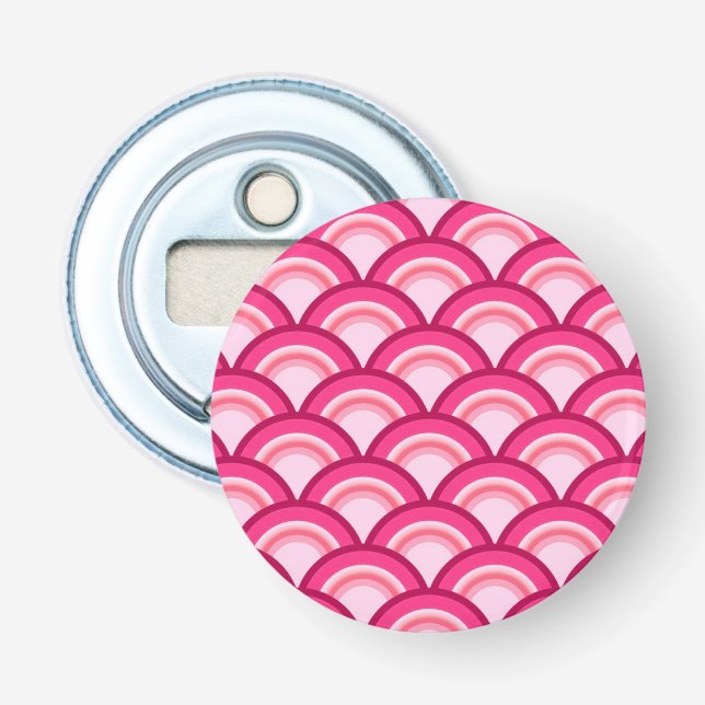 Décapsuleur Motif à vagues Art Déco - fuchsia et corail (Devant)
