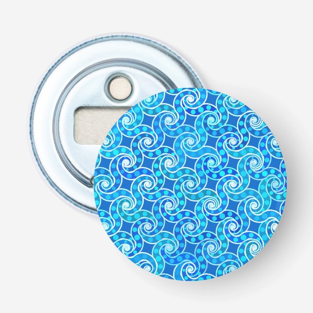Décapsuleur motif Abstrait tourbillon - bleu, turquoise et bla (Devant)