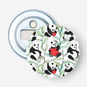 Décapsuleur motif avec de beaux pandas avec des coeurs