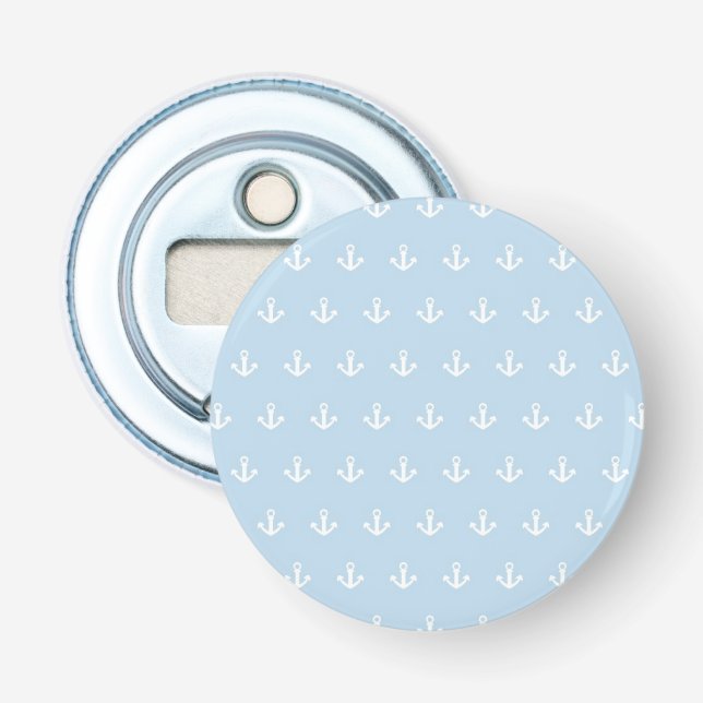Décapsuleur Motif avec les ancres blanches sur le bleu (Devant)