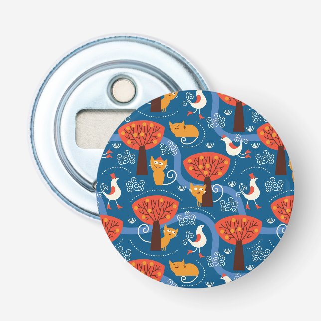 Décapsuleur motif avec les chats et les oiseaux mignons (Devant)