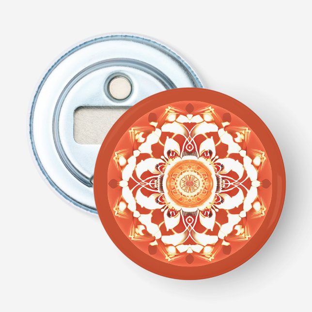 Décapsuleur Motif Batik Mandala en rouge rouille (Devant)