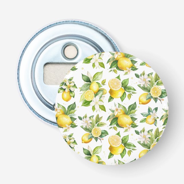 Décapsuleur Motif citron, Fleurs de citron, Feuilles, Citrus (Devant)