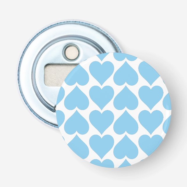 Décapsuleur Motif Cœurs Bleus, Romantique, Amour (Devant)