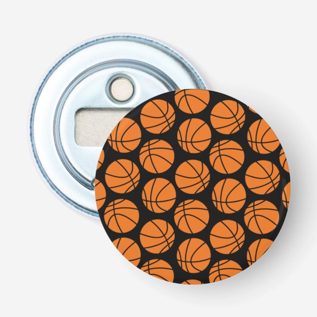 Décapsuleur Motif de basketball classique sur fond noir (Devant)