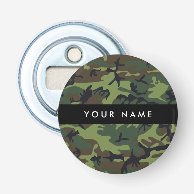 Décapsuleur Motif de camouflage vert, Votre nom, Personnaliser (Devant)