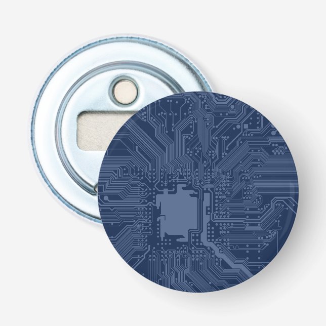 Décapsuleur Motif de circuit Geek bleu (Devant)