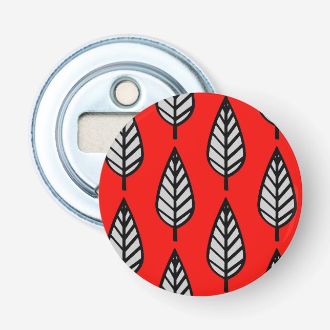 Décapsuleur Motif de feuille de hêtre - Rouge, noir et gris /  (Devant)