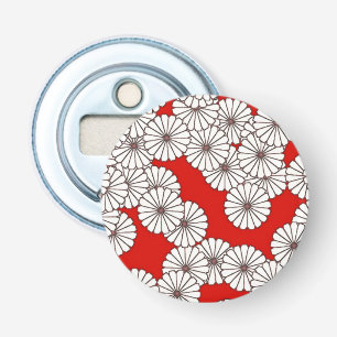 Décapsuleur Motif de fleurs Art Déco - blanc sur rouge