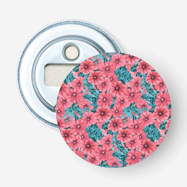 Décapsuleur Motif de fleurs de pétunia rouge (Devant)
