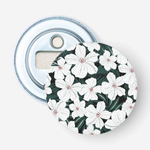 Décapsuleur Motif de fleurs tropical blanc