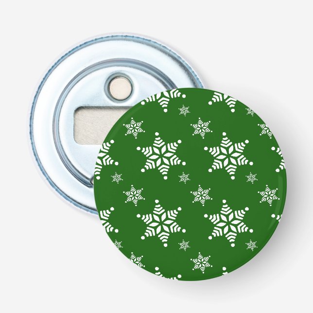 Décapsuleur Motif de flocon de neige, Flakes blancs, Neige, Ve (Devant)
