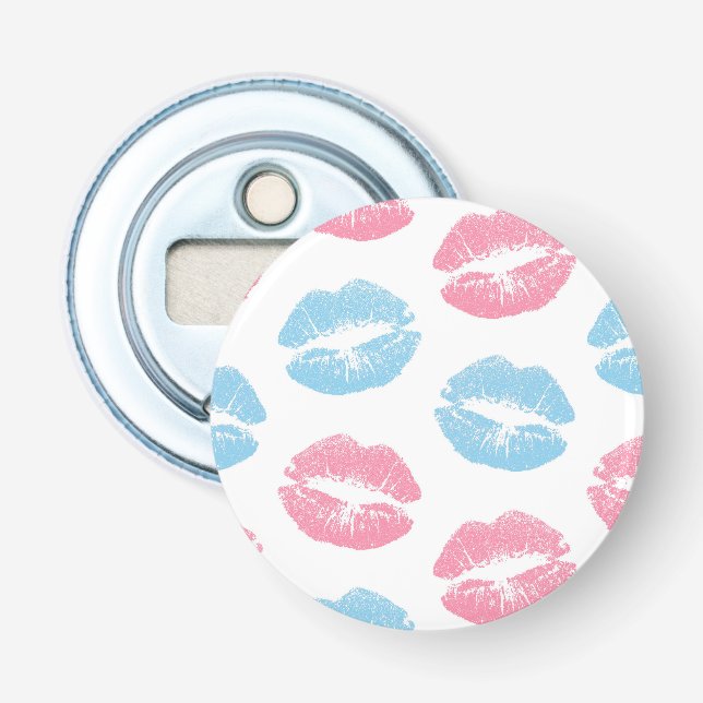 Décapsuleur Motif de lèvres bleues et roses, Lipstick, Baiser (Devant)